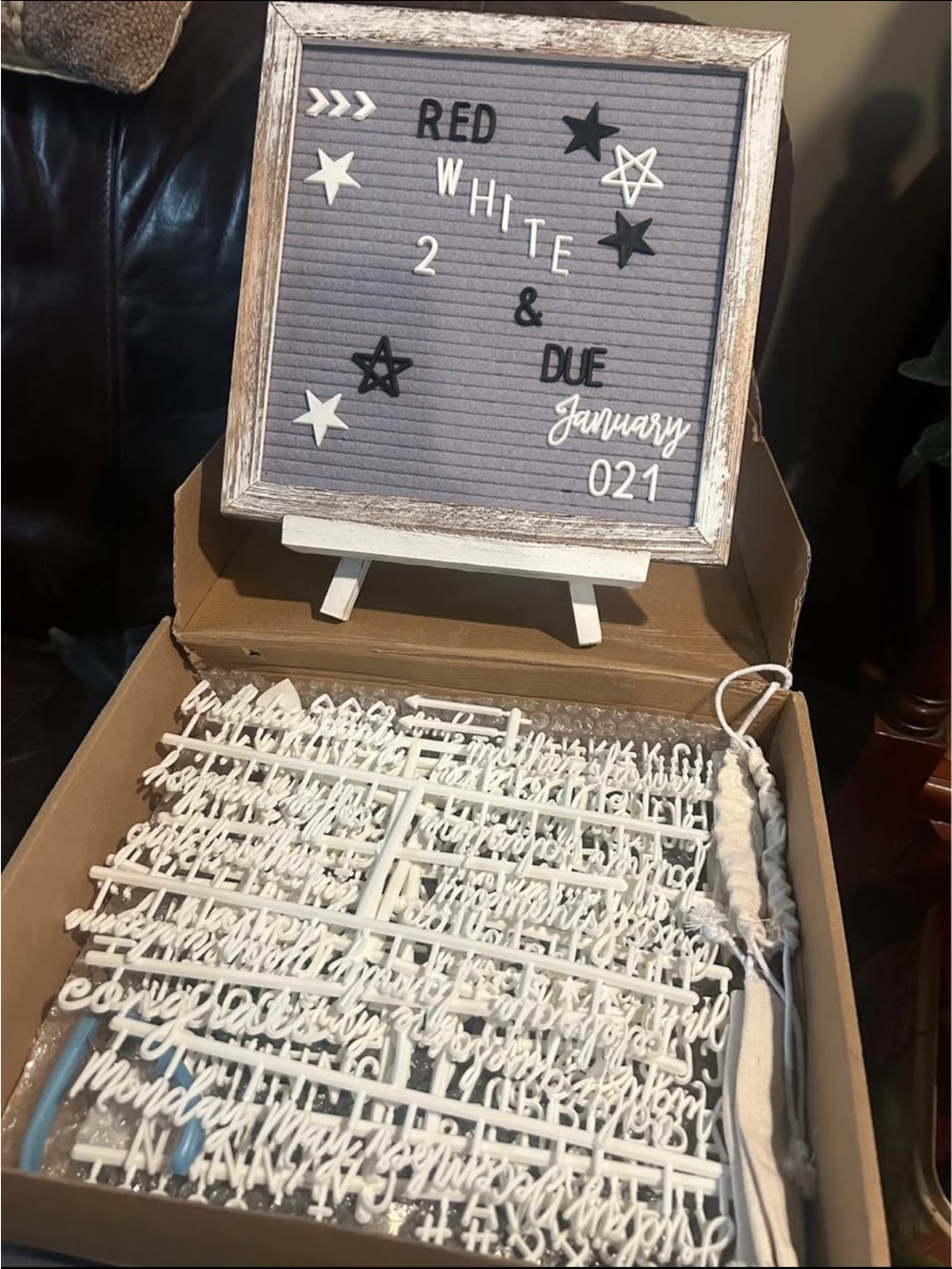 Gray Felt Letter Board with White Letters - Home Party Sign